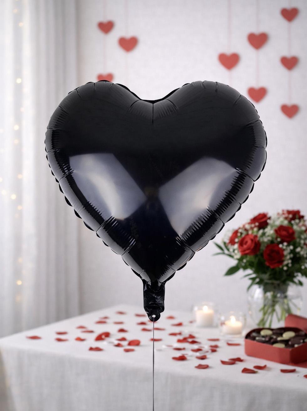 Kalp Folyo Balon Doğum Günü Parti Balonu Siyah 18 inc- 45 cm - Parti Balonu | Parti Adresi