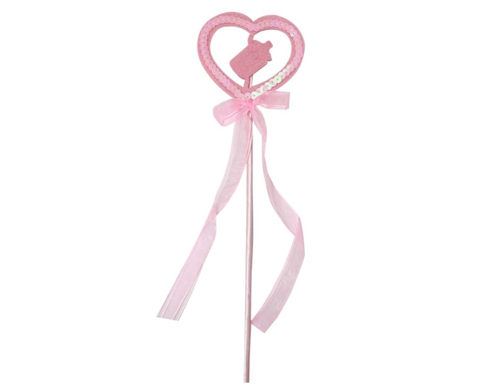 Kalp Süs Çubuklu Süs Pembe