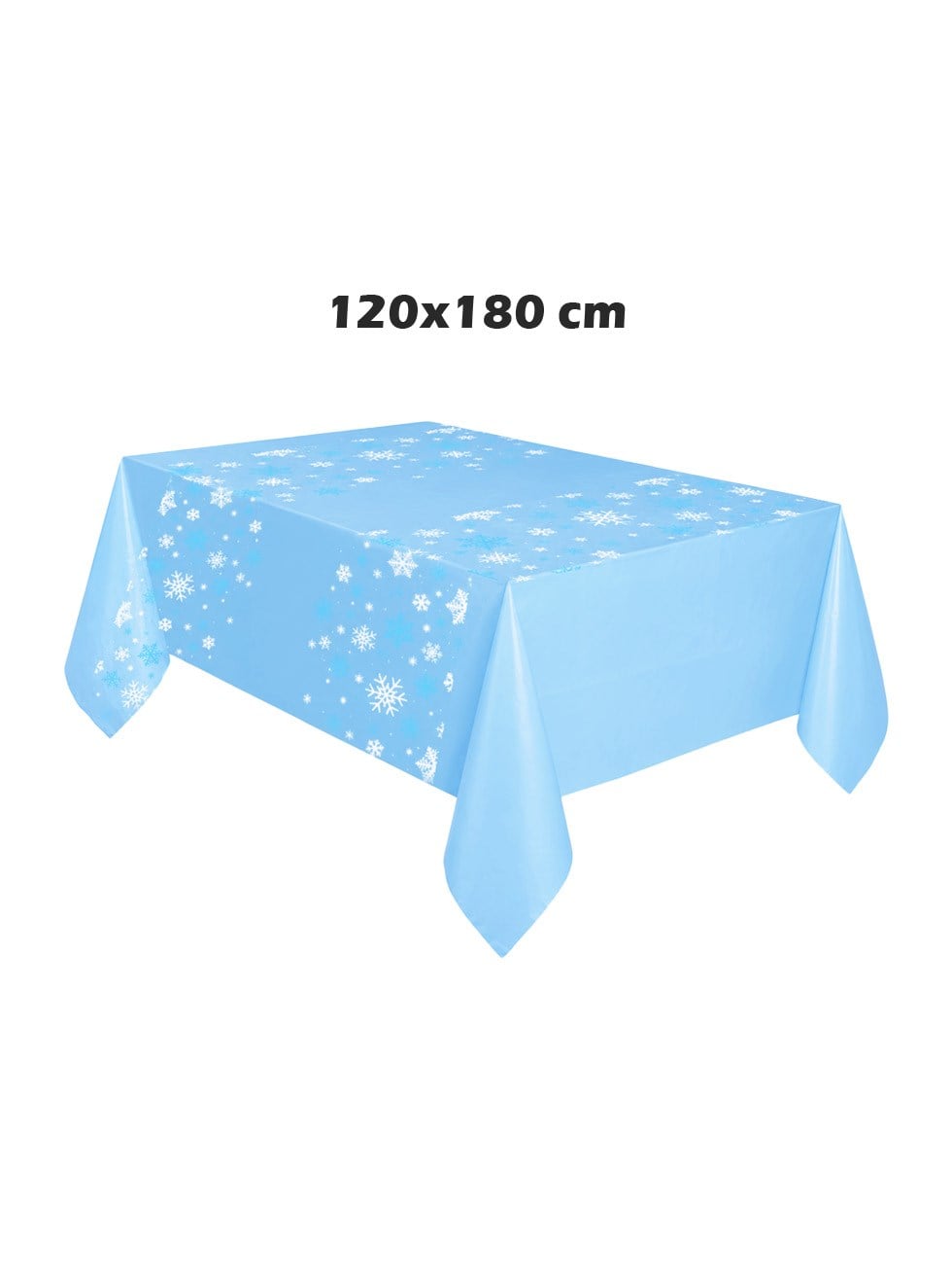 Kar Tanesi Desenli Açık Mavi Plastik Masa Örtüsü 120x180 cm – Doğum Günü Parti Örtüsü - Frozen (Karlar Ülkesi) & Elsa | Parti Adresi