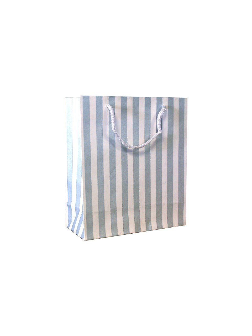 Karton Çanta Çizgi Desenli Beyaz Gümüş 18X8X21 Cm 