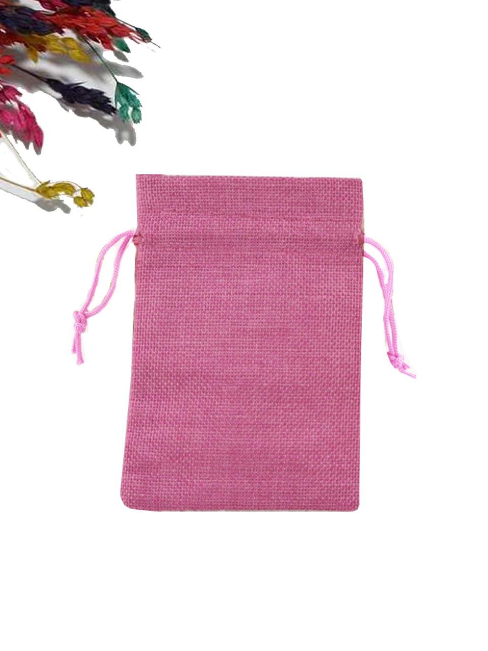 Keten Büzmeli Kese Pembe Hediyelik Bebek Çeyizlik Lavanta Kesesi 25'li