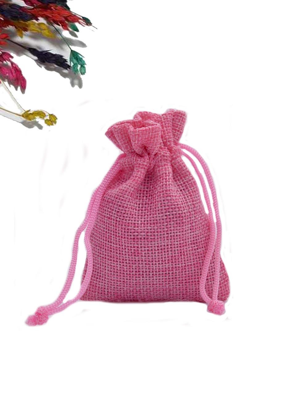 Keten Büzmeli Kese Pembe Hediyelik Bebek Çeyizlik Lavanta Kesesi 25'li