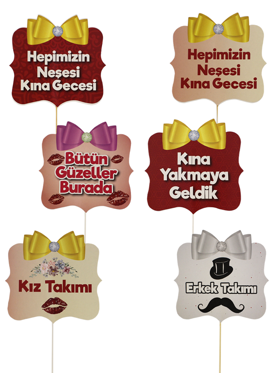 Kına Gecesi Pankart Konuşma Balonları Seti  12'li
