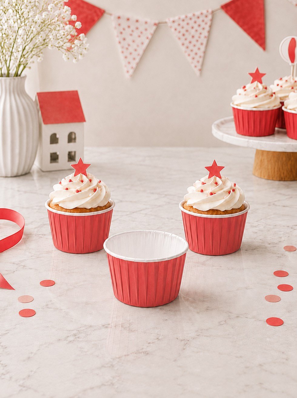 Kırmızı Cupcake Muffin Kapsülü – Kek Sunum Kalıbı 50'li  - Servis ve Sunum Ekipmanları | Parti Adresi