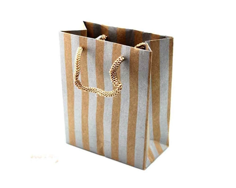 Kraft Çanta 14X17 Cm Gümüş Kalın Çizgili