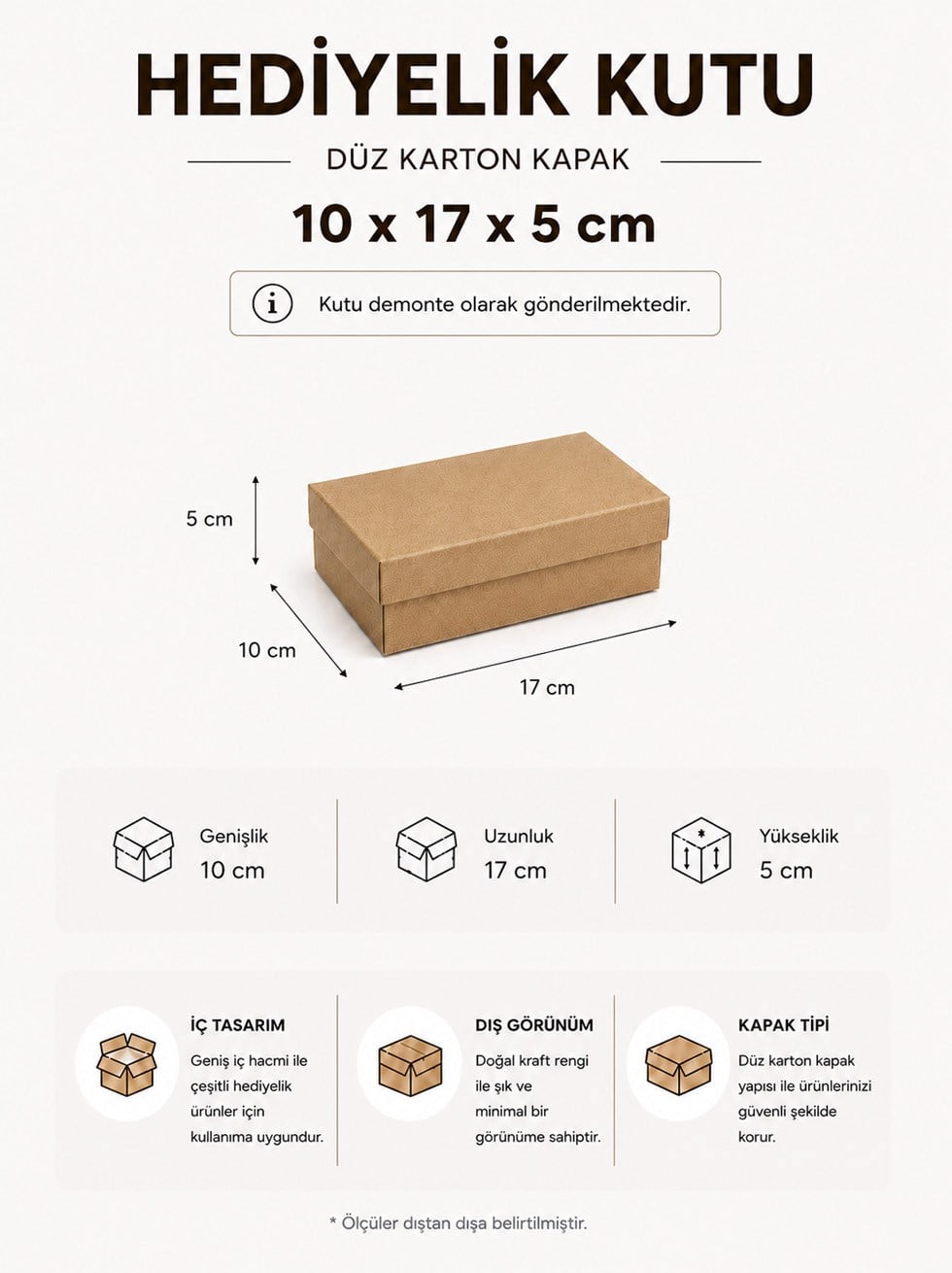 Kraft Kutu Karton Hediye Kutusu 10X17X5 Cm - Kraft ve Asetat Kutular | Parti Adresi