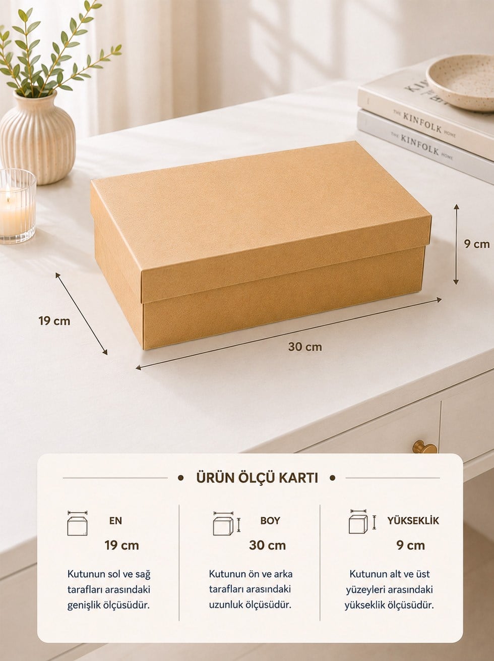 Kraft Kutu Karton Hediye Kutusu 19X30X9 Cm - Kraft ve Asetat Kutular | Parti Adresi
