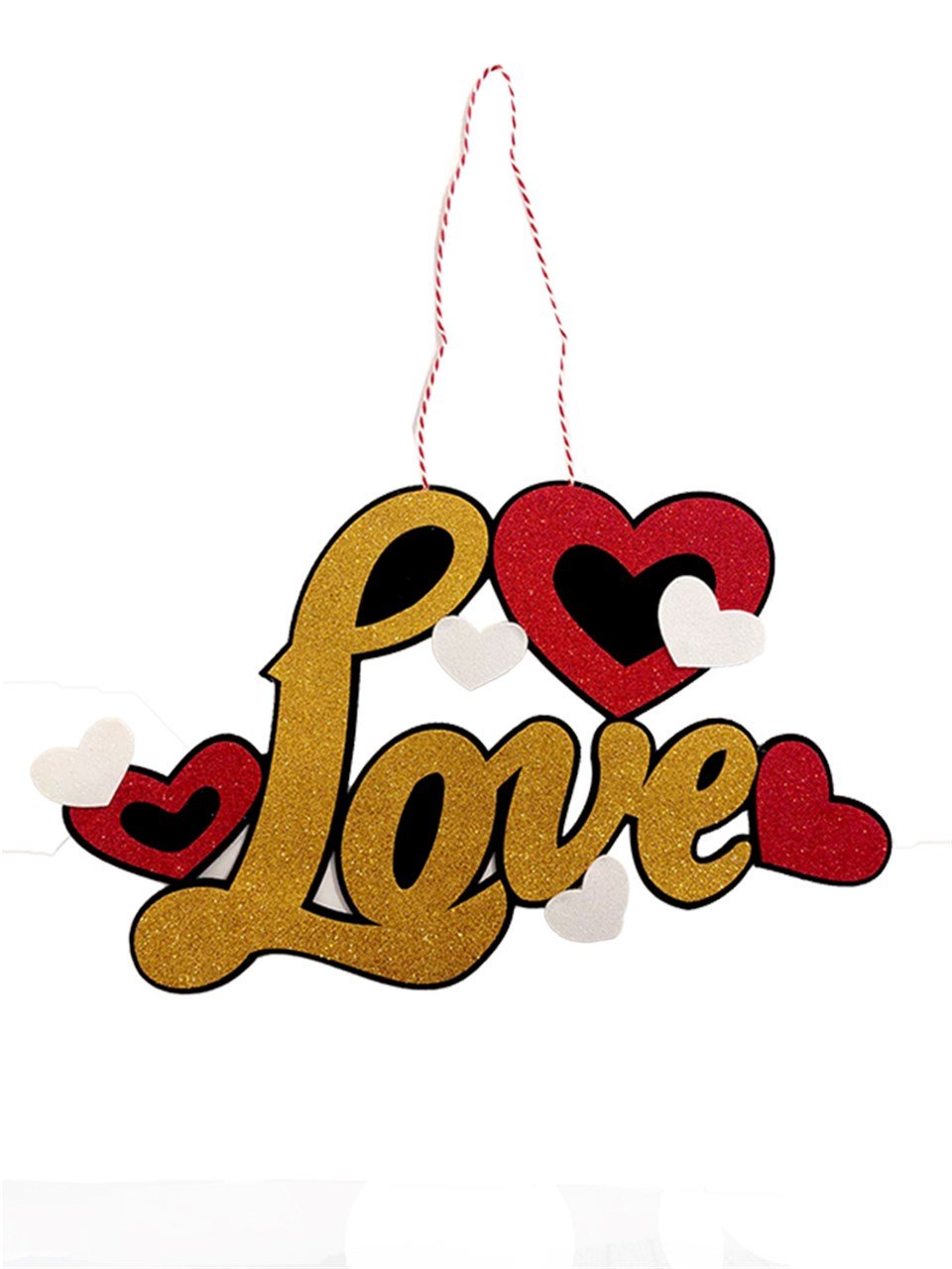 Love Altın Kırmızı Beyaz Kalpli 40 Cm