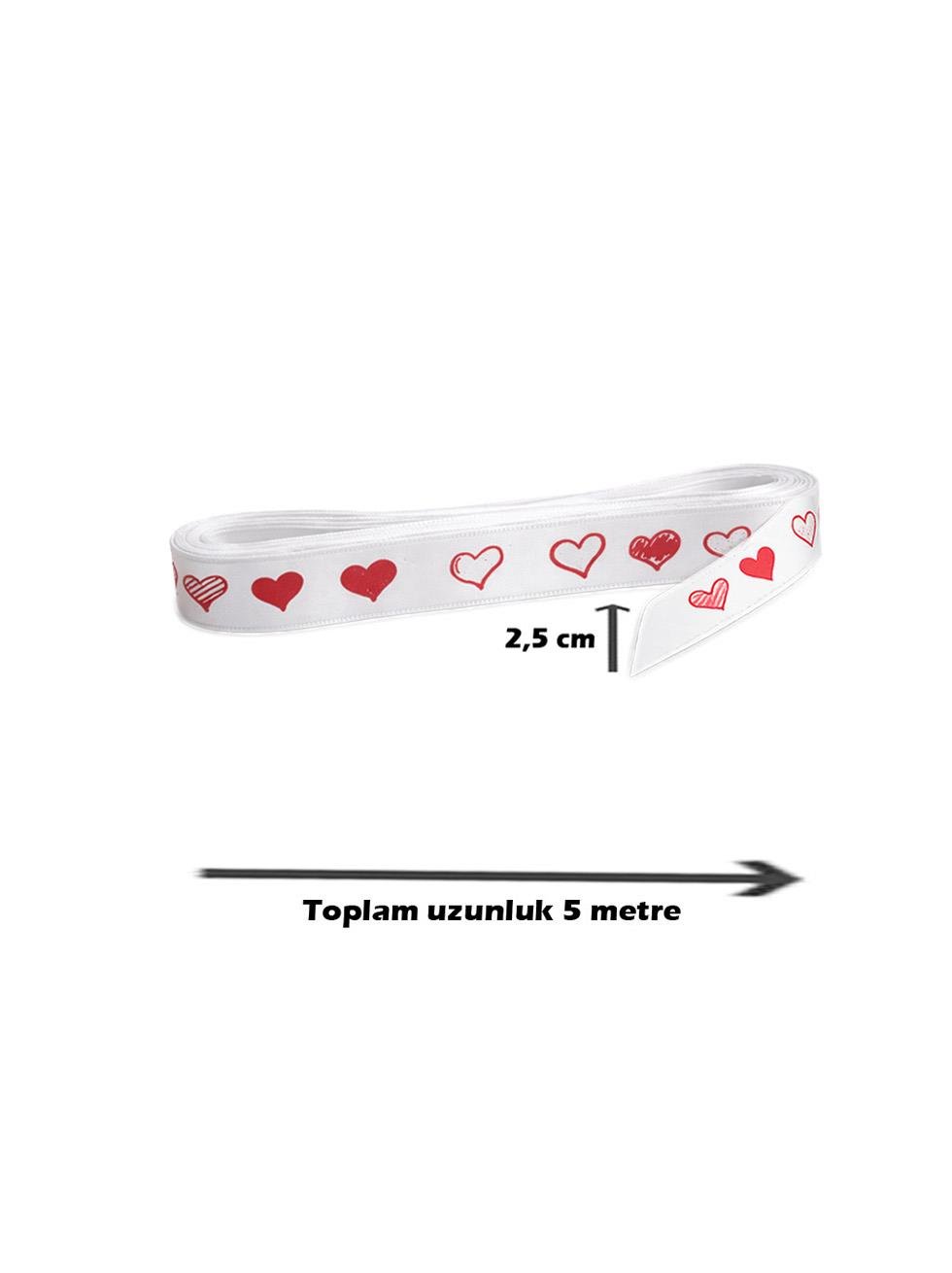 Love Yazılı Beyaz Saten Kurdele – Sevgililer Günü & Hediye Süsü - Hediye Paketi Süsü | Parti Adresi