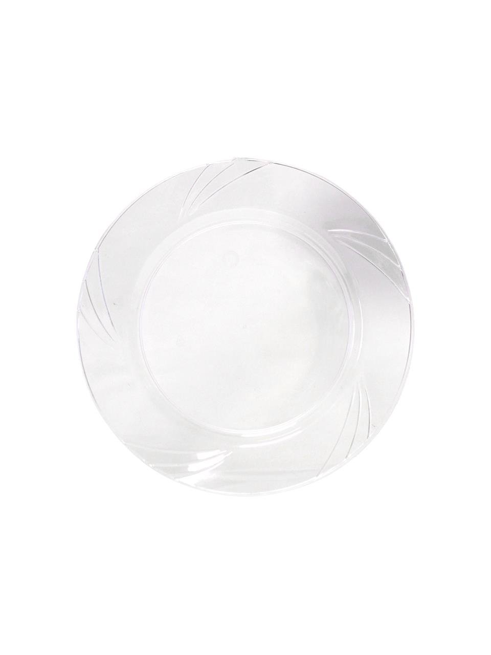 Lüks Plastik Mika Tabak 6'lı 23 Cm Şeffaf