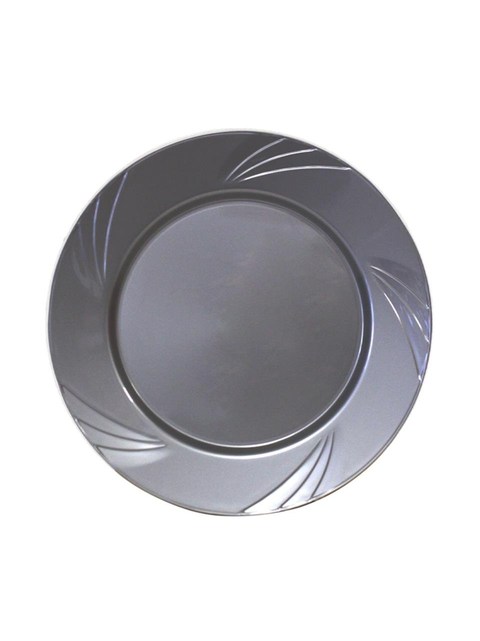 Lüks Plastik Mika Tabak 6'lı 26 Cm Gümüş