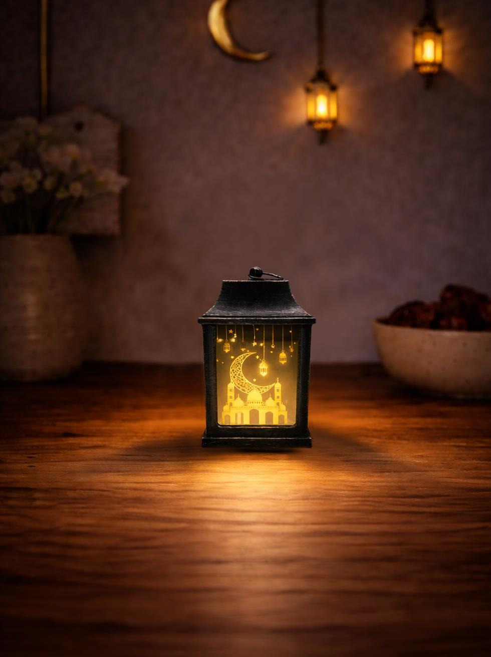 Mini Ramazan Feneri – Led Işıklı Pilli Eskitme Detaylı Gümüş 10 cm - Ramazan Bayramı | Parti Adresi