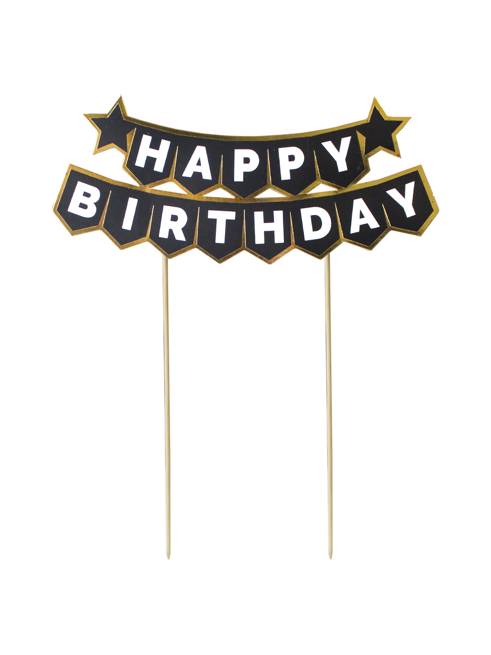 Pasta Üstü Banner Happy Birthday Yazılı Doğum Günü Pasta Süsü Siyah Gold