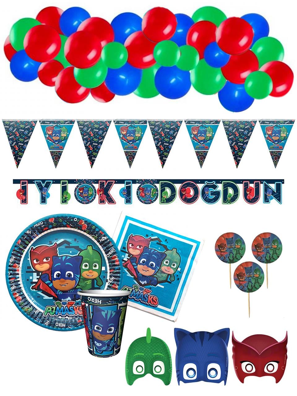 Pj Masks Balonlu Doğum Günü Parti Seti