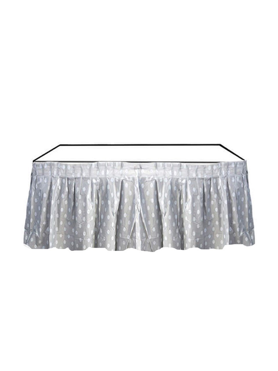 Plastik Masa Eteği Puantiyeli Gümüş