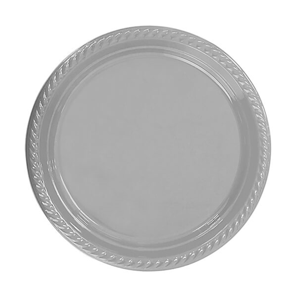 PLASTİK TABAK GÜMÜŞ RENK 10'LU