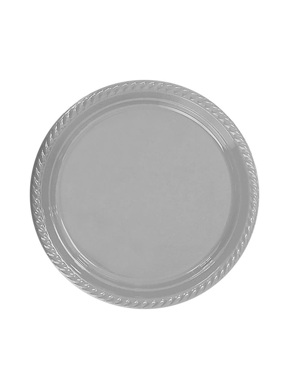 Plastik Tabak Gümüş Renk 25'Li