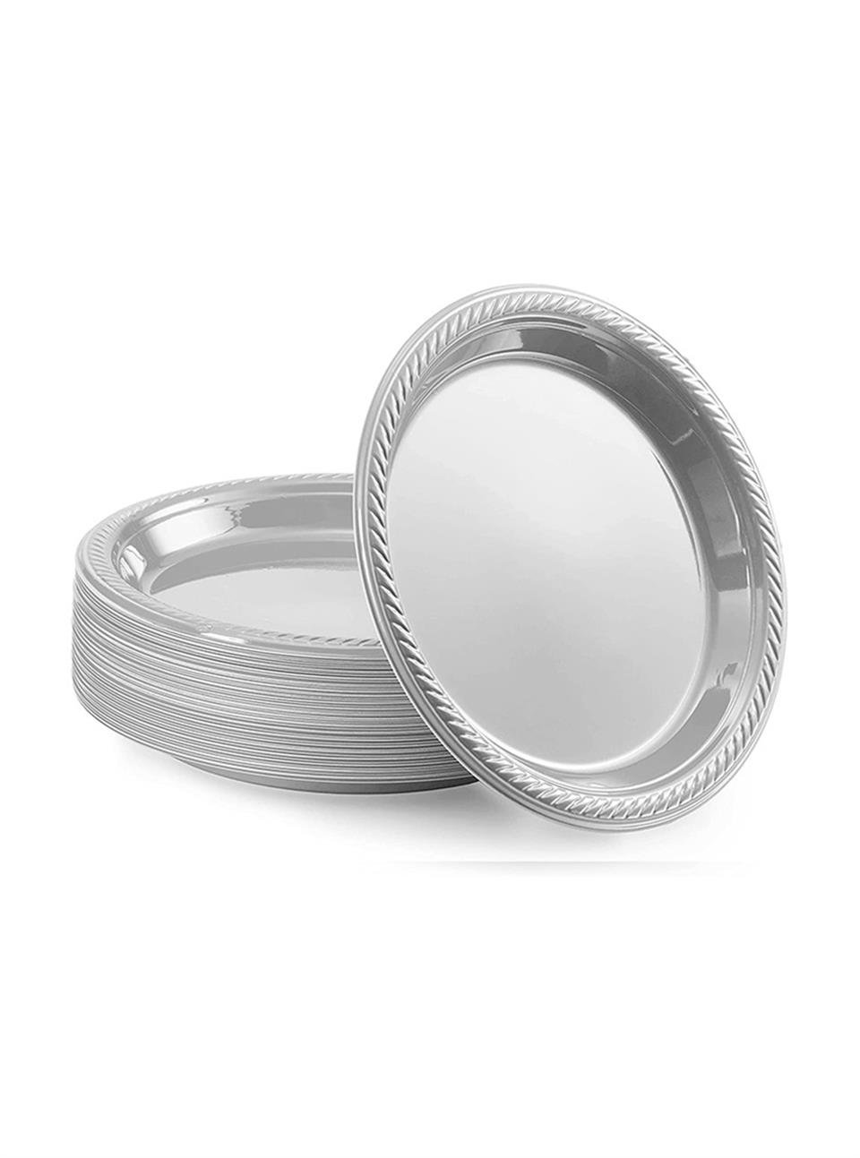 Plastik Tabak Gümüş Renk 25'Li