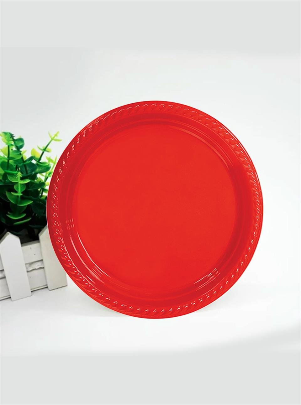Plastik Tabak Kırmızı Renk 25'Li