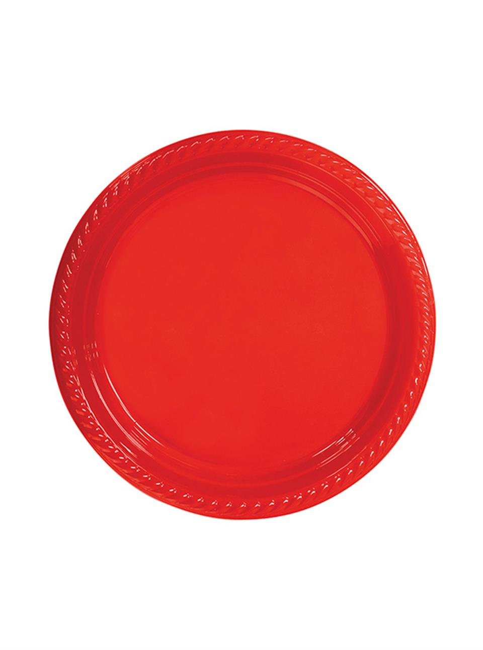 Plastik Tabak Kırmızı Renk 25'Li