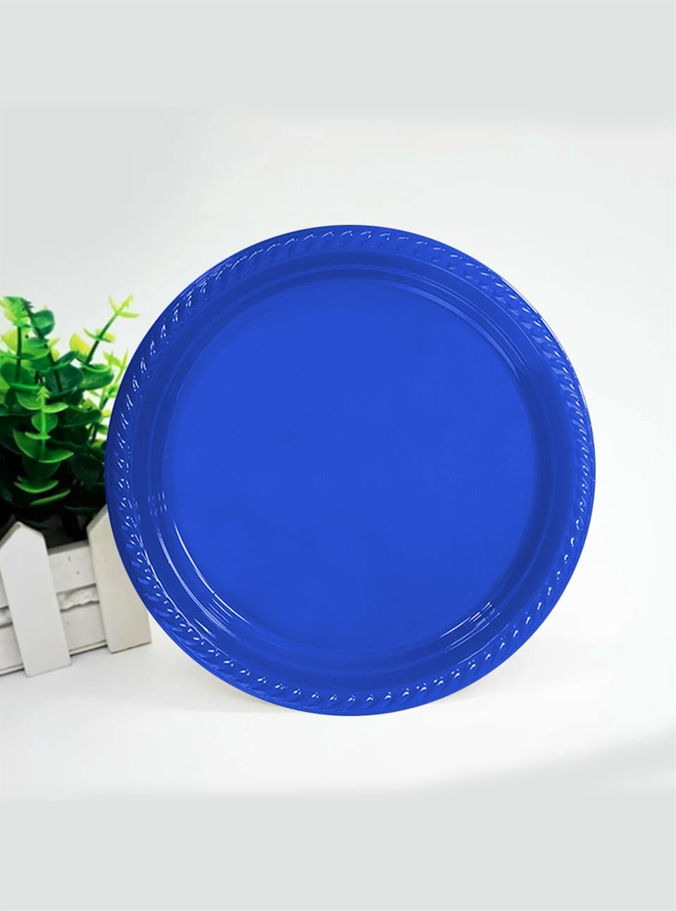 Plastik Tabak Mavi Renk 25'Li