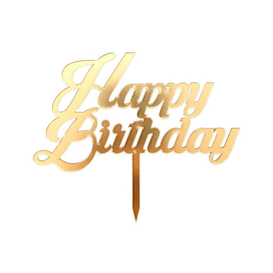 Pleksi Happy Birthday Pasta Süsü Altın