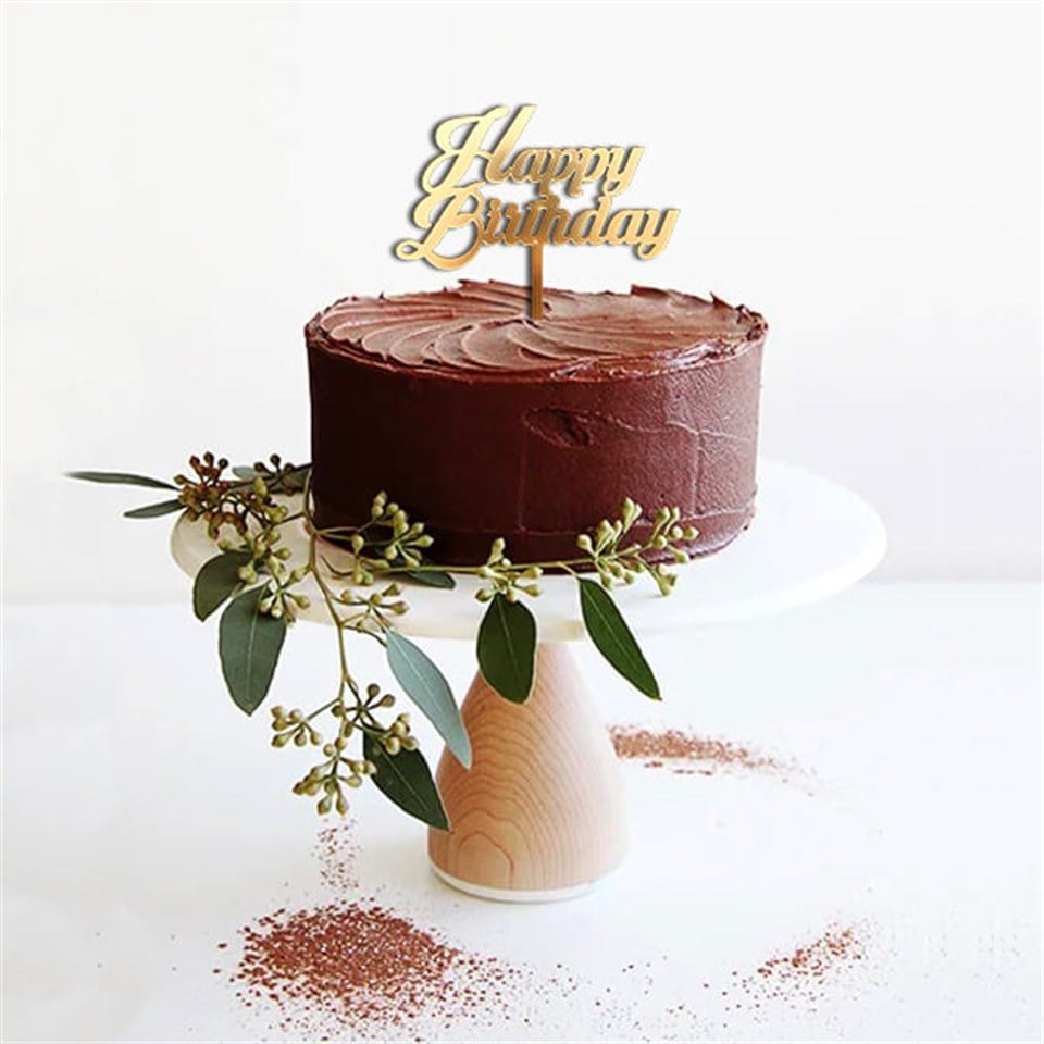 Pleksi Happy Birthday Pasta Süsü Altın