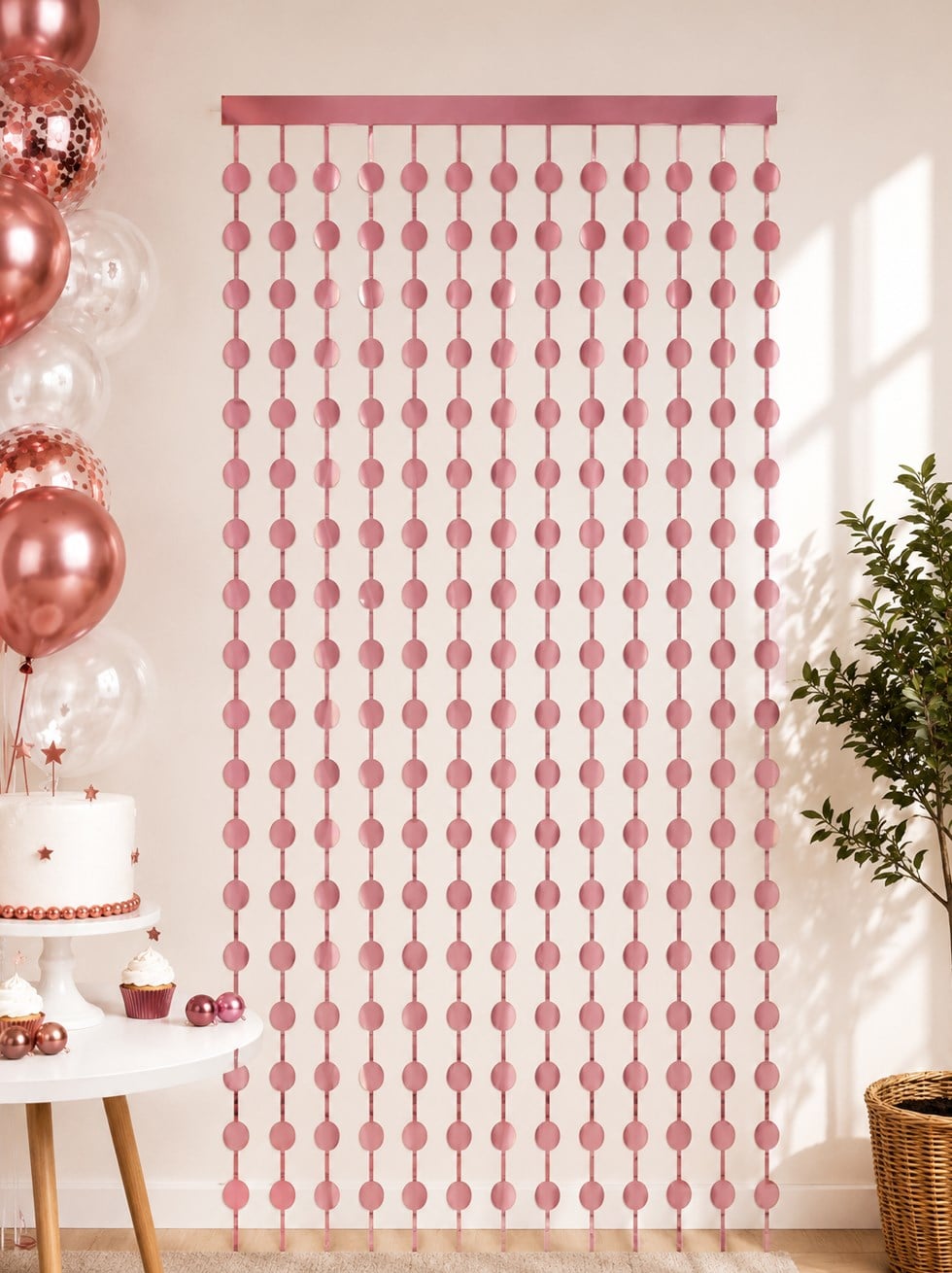 Puanlı Mat Perde Rose Gold 1X2M - Diğer Süs Çeşitleri | Parti Adresi