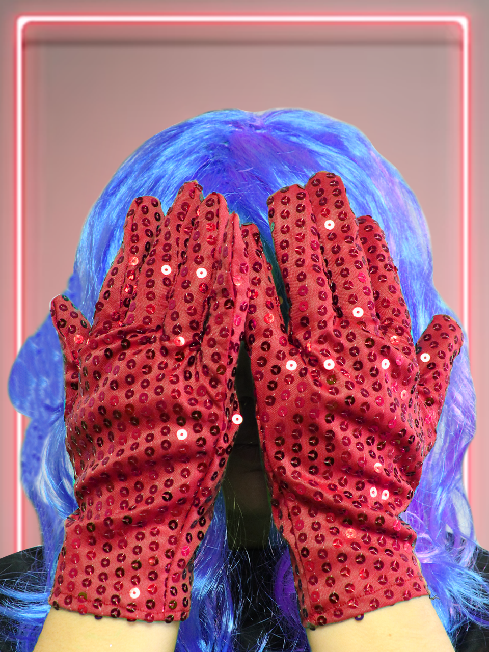 Pullu Eldiven Parti Kostüm Eldiveni  Kırmızı