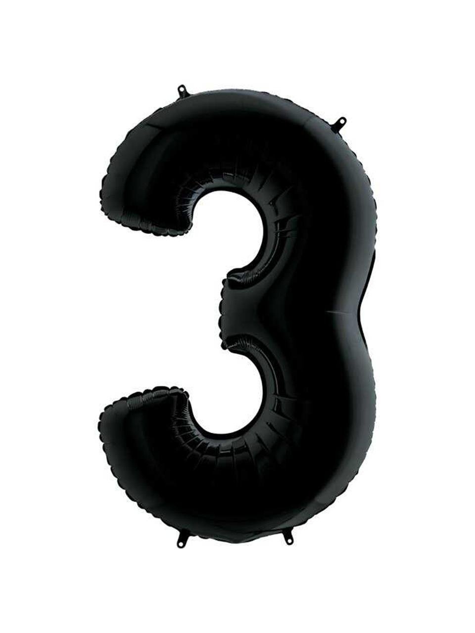 Rakam Folyo Balon 3 Rakamı Siyah 100 cm 40 inc