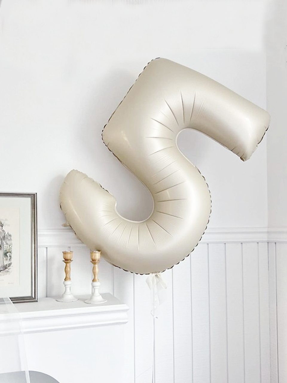 Rakam Folyo Balon 5 Rakamı Krem 76 cm 34 inc