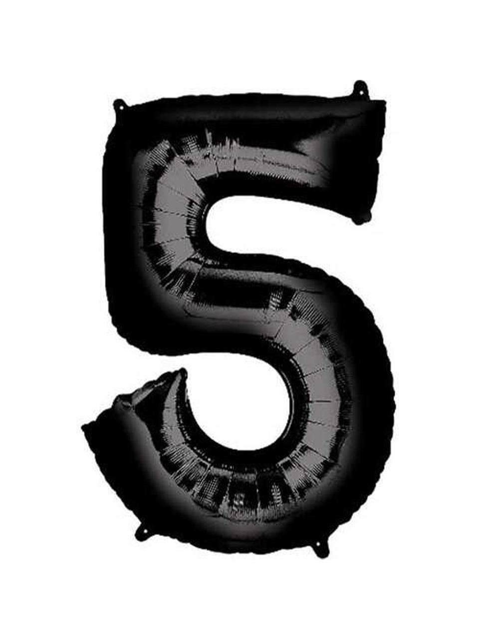 Rakam Folyo Balon 5 Rakamı Siyah 100 cm 40 inc