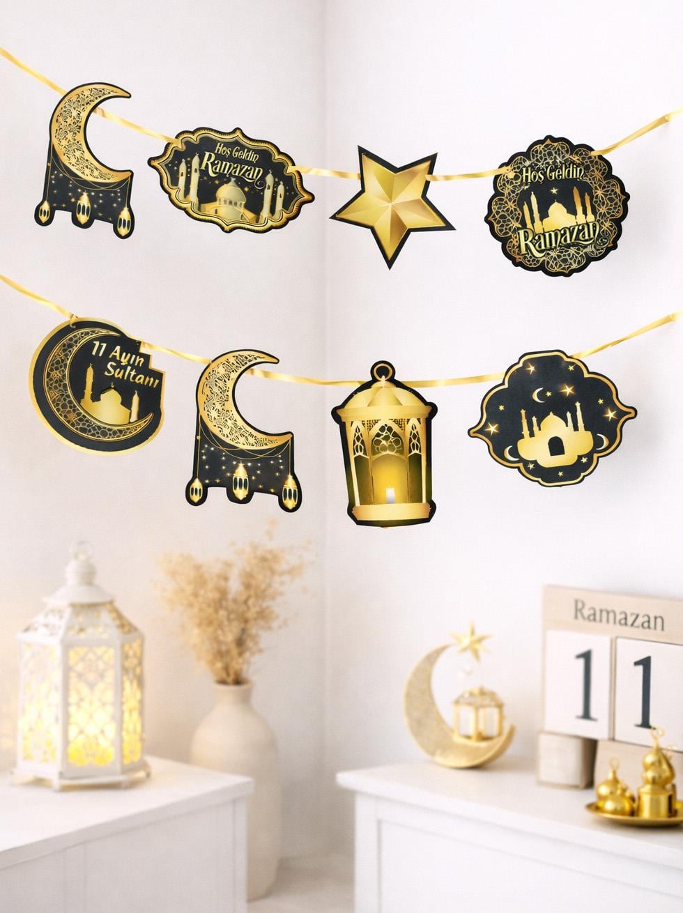 Ramazan Dekoratif Banner – Hoş Geldin Ramazan Süslemesi Yeşil Gold - Ramazan Bayramı | Parti Adresi