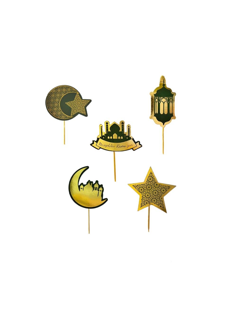 Ramazan Temalı Kürdan Süs Seti – Ay Yıldız & Cami Figürlü (10'lu) - Ramazan Bayramı | Parti Adresi