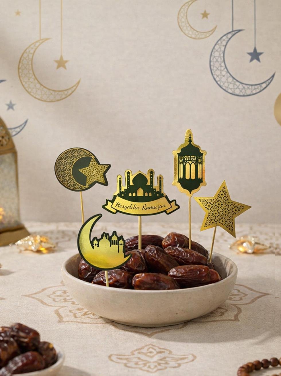 Ramazan Temalı Kürdan Süs Seti – Ay Yıldız & Cami Figürlü (10'lu) - Ramazan Bayramı | Parti Adresi