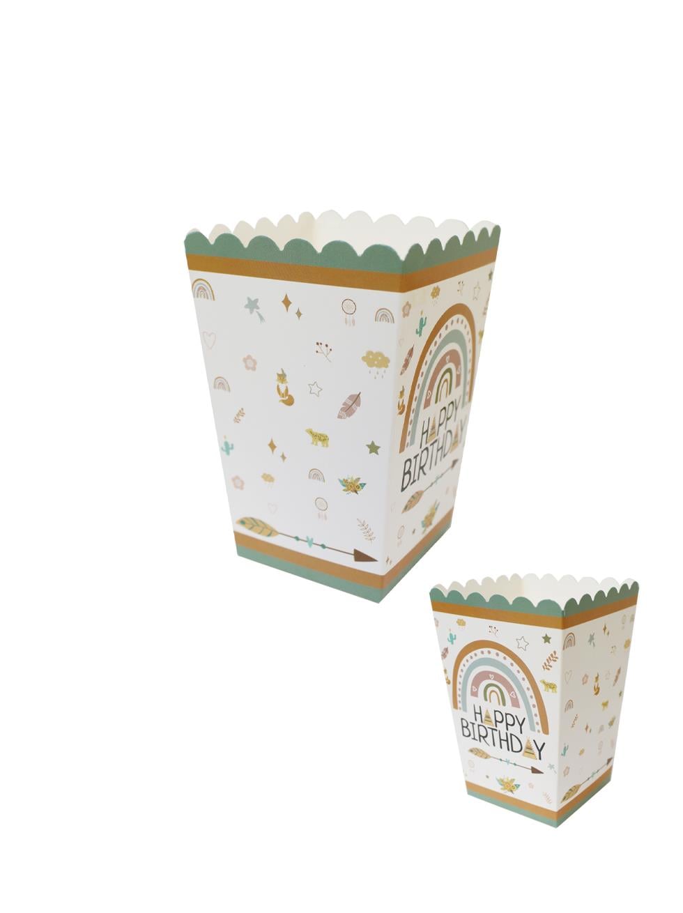 Retro Temalı Karton Mısır Kutusu – Doğum Günü Popcorn Kutusu 8'li - Retro Parti | Parti Adresi
