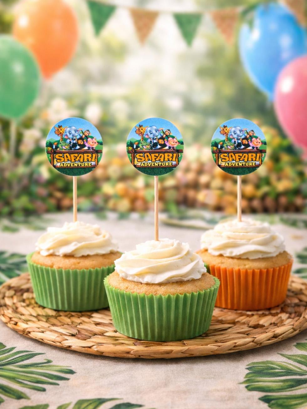 Safari Konseptli Kürdan Doğum Günü Pasta Süsü 20'li - Pipet ve Kürdanlar | Parti Adresi