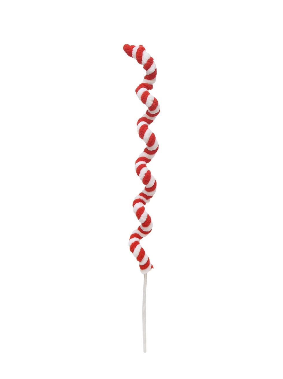 Sarmal Yılbaşı Ağaç Süsü  – Kırmızı Beyaz Spiral Dekoratif Dal 60 cm - Ağaç Süsleri - Asmalı Süsler | Parti Adresi