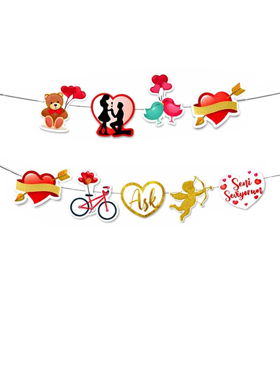 Seni Seviyorum Simli Dekoratif Banner - Sevgililer Günü Süsleri | Parti Adresi
