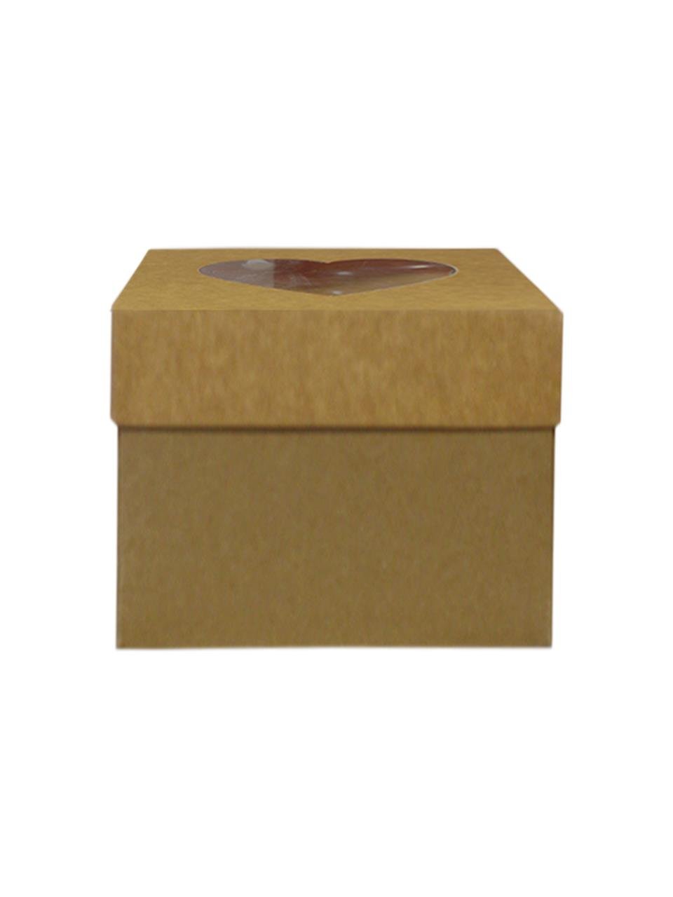 Sevgililer Günü Kalpli Kraft Hediye Kutusu 20x20x5 Cm