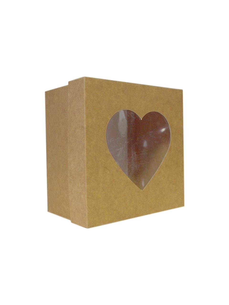 Sevgililer Günü Kalpli Kraft Hediye Kutusu 20x20x5 Cm