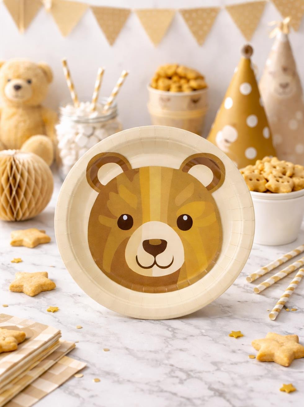 Sevimli Ayıcık Temalı Tabak Karton Doğum Günü Tabağı 8'li - Karton Tabaklar | Parti Adresi