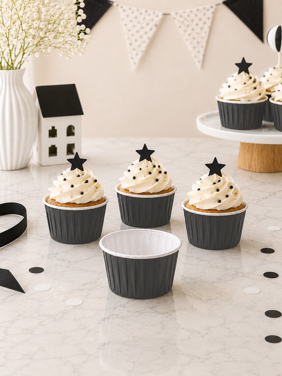 Siyah Cupcake Muffin Kapsülü – Kek Sunum Kalıbı 50'li  - Servis ve Sunum Ekipmanları | Parti Adresi