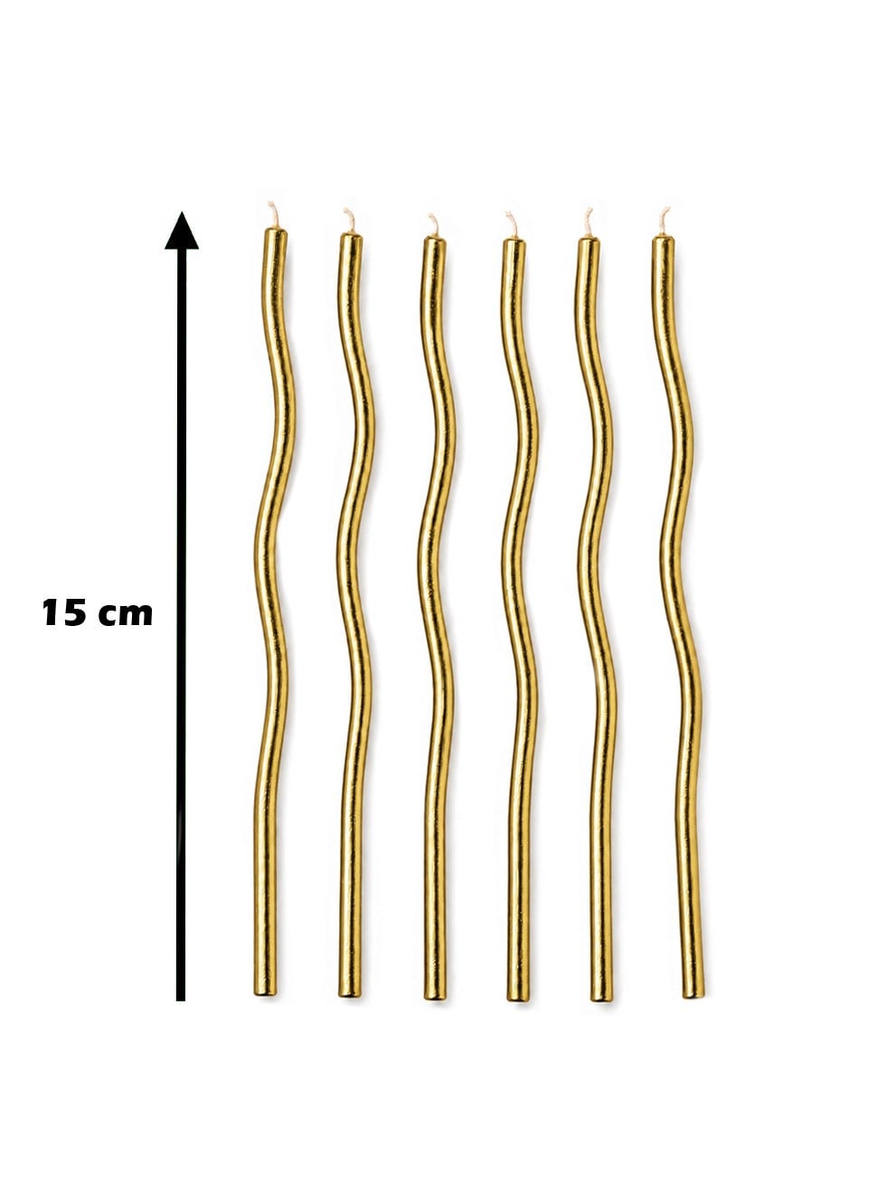 Spiral Pasta Mumu Altın 15 cm 6'lı - Doğum Günü Mumları | Parti Adresi