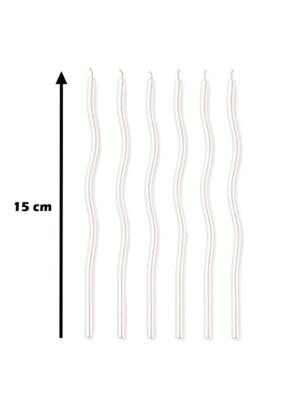 Spiral  Pasta Mumu Beyaz 15 cm 6'lı - Doğum Günü Mumları | Parti Adresi