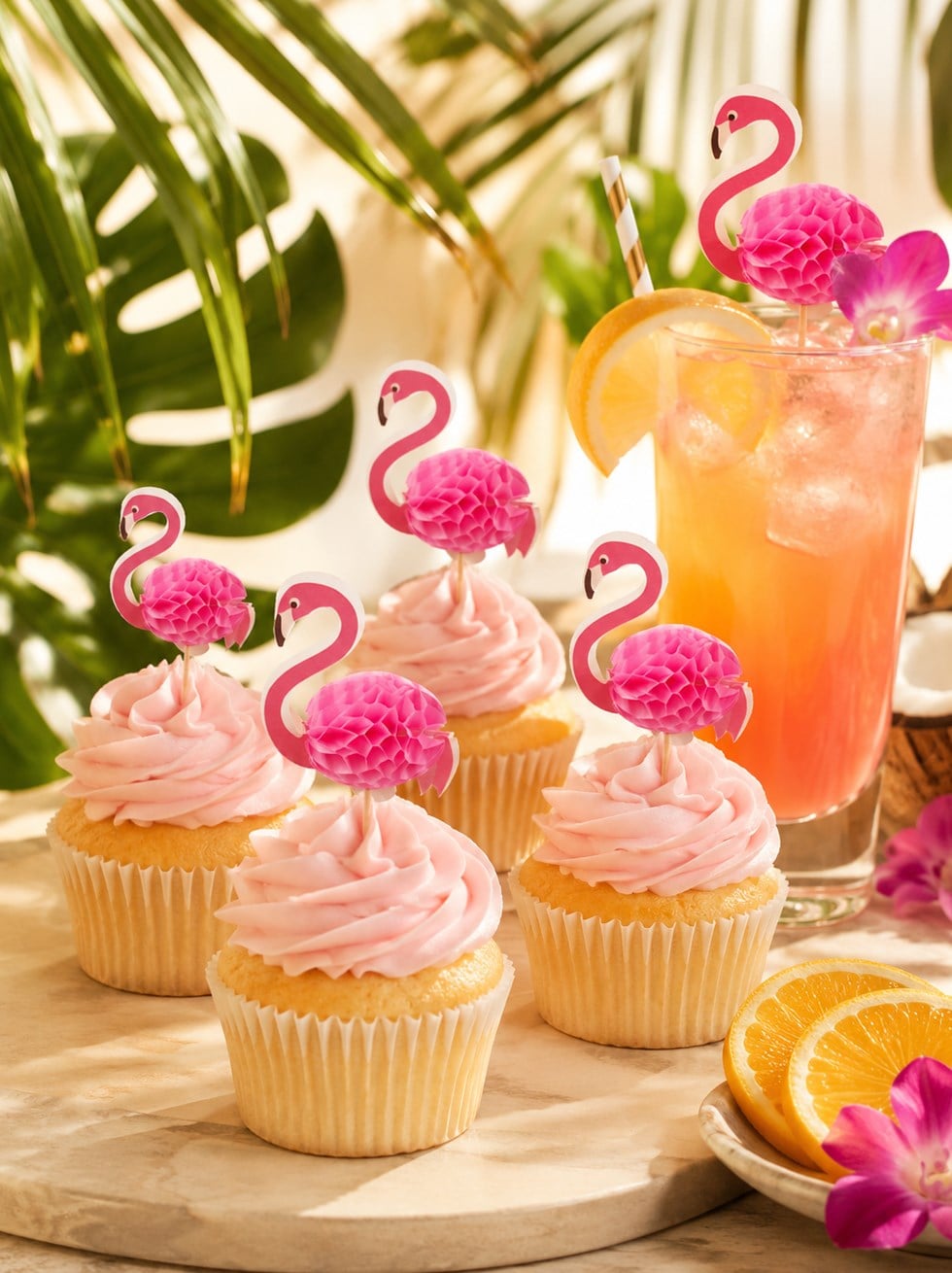 Tropikal Flamingo Parti Kürdanı – Parti Cupcake ve İçecek Süsü 6'lı - Pipet ve Kürdanlar | Parti Adresi