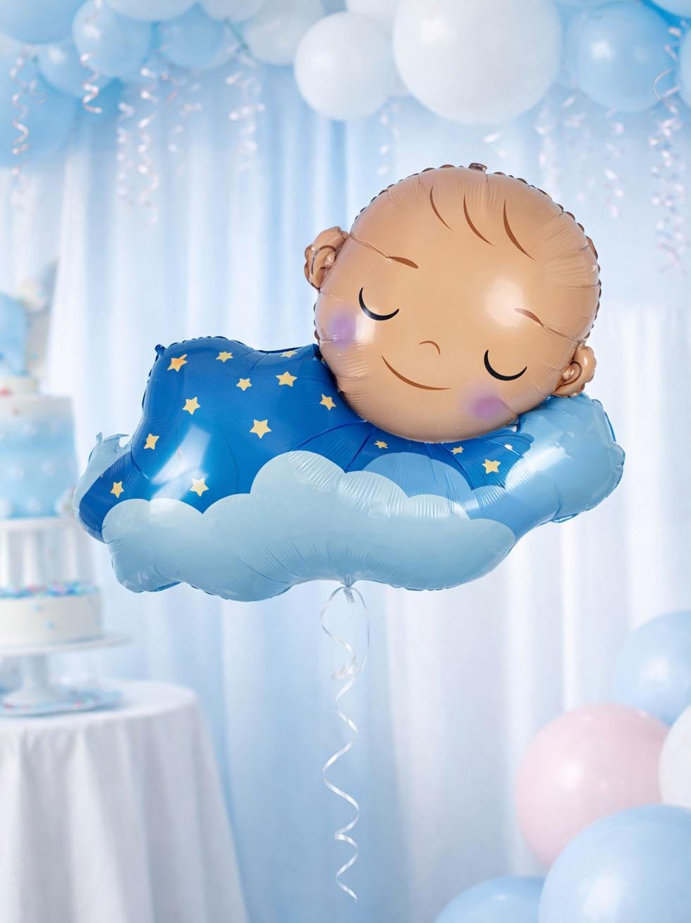 Uyuyan Erkek Bebek Folyo Balon – Cinsiyet Partisi & Baby Shower Süsü 98 cm - Parti Balonu | Parti Adresi