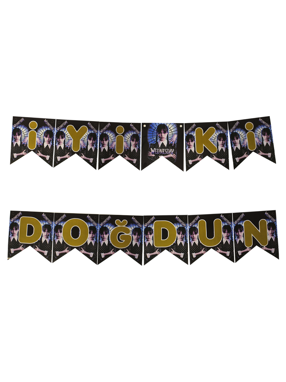 Wednesday Temalı İyi Ki Doğdun Yazı Banner Asılabilir Doğum Günü Süsü