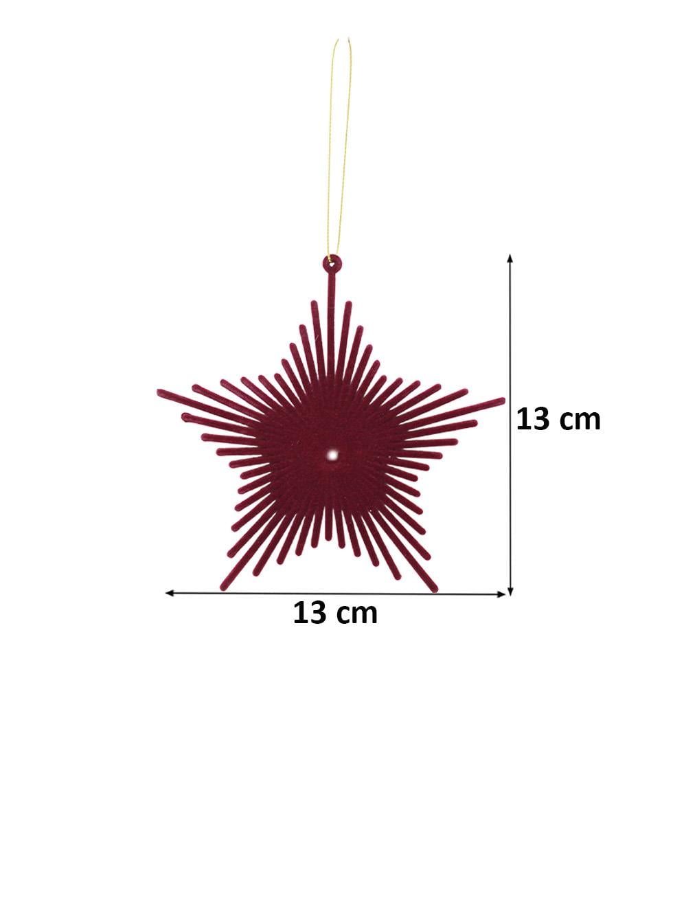 Yılbaşı Ağaç Süsü Kadife Yıldız Dekoratif Süs Bordo 13 cm - Ağaç Süsleri - Asmalı Süsler | Parti Adresi