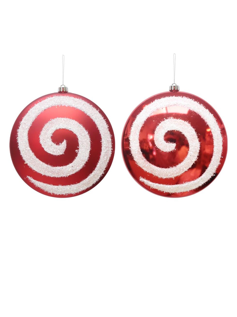 Yılbaşı Ağaç Süsü Simli Spiral Desenli Dekoratif Şeker Kırmızı Beyaz 20 cm 2'li - Ağaç Süsleri - Asmalı Süsler | Parti Adresi